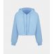 Waffle Hooded Drawstring Zipper Cropped Casual Sports Sweatshirt