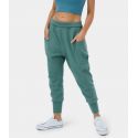 High Waisted Foldover Side Pocket Waffle Harem Dance Cargo Joggers