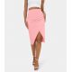 Ruched Split Hem Bodycon Midi Casual Skirt