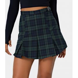 Everyday High Waisted 2-in-1 Plaid Pleated Activity Skirt