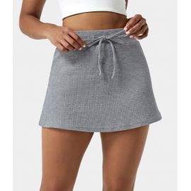 Everyday Drawstring Waffle Knit Mini Chill Skirt-Delectable