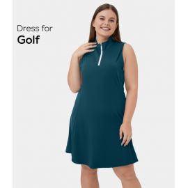 Air Half Zip Plain 2-Piece Set Plus Size Golf Dress-Stay Ready