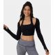 Halter Thumb Hole Long Sleeve Cropped 2-in-1