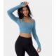 Halter Thumb Hole Long Sleeve Cropped 2-in-1