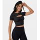 Round Neck Cut Out Cropped Barre Ballet Dance Sports Top